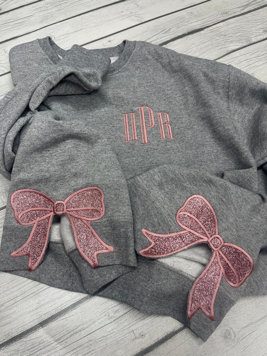 Side Bow Glitter Sweatshirt